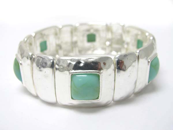 Formica stone and casting metal stretch bracelet