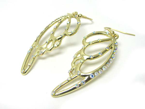 Crystal stud angel wing earring