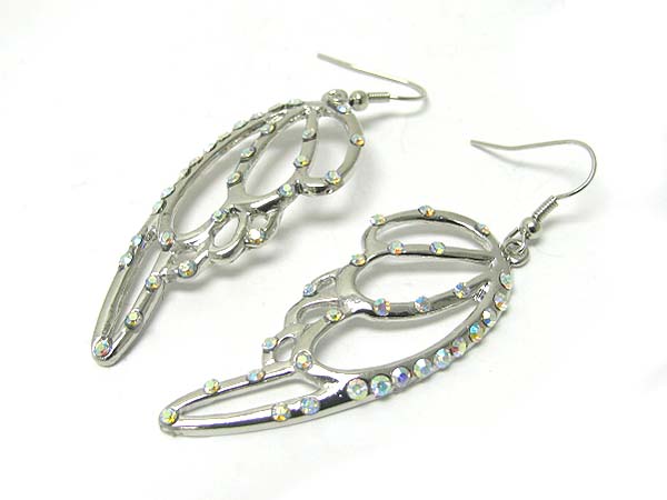 Crystal stud angel wing earring