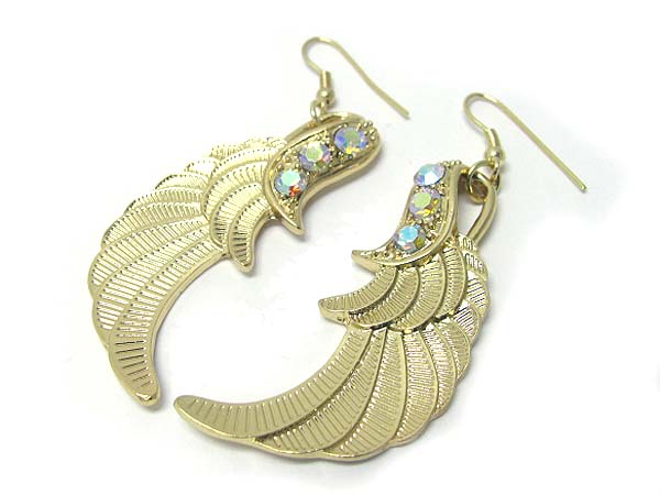 Crystal stud angel wing earring