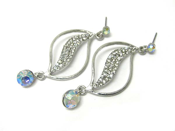 Crystal stud wave drop earring