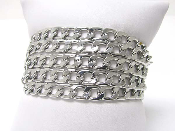 Multi row metal chain link bracelet