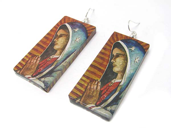 Paper art work wood earring - religion