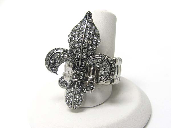 Crystal fleur de lis stretch ring