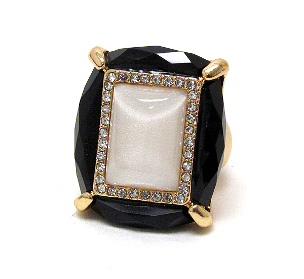 Facet acrylic stone and crystal deco stretch ring