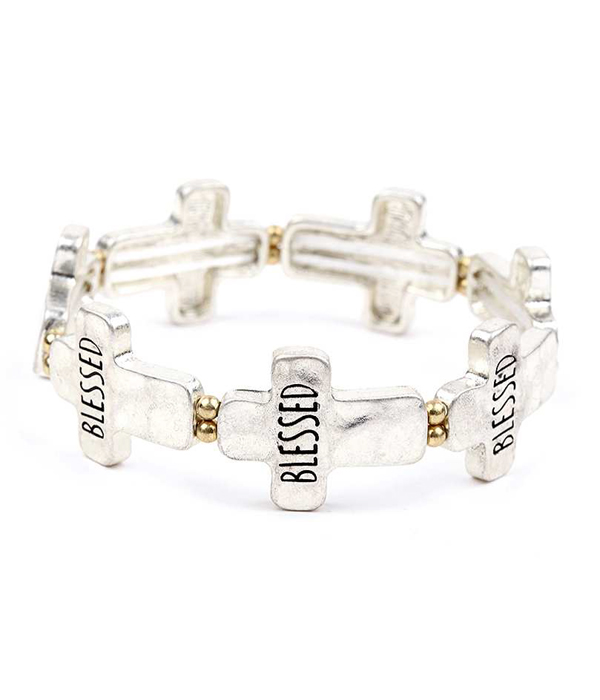 Multi cross stretch bracelet - blessed