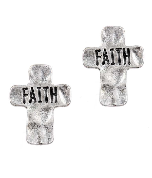 Handmade cross stud earring - faith 