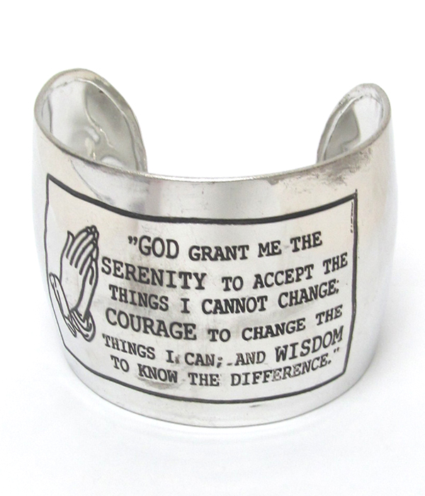 Serenity prayer cuff bracelet - 100% brass