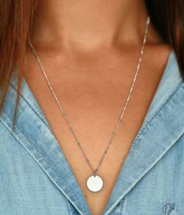 Etsy style simple round pendant necklace