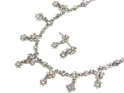 Swarovski crystal flower necklace and earring set