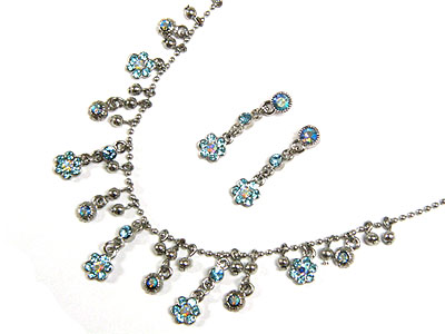 Swarovski crystal flower necklace and earring set