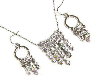 Crystal chandelier drop necklace and earring set