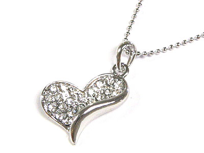 Made in korea whitegold plating crystal heart necklace