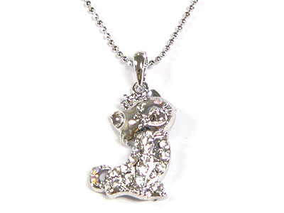 Made in korea whitegold plating crystal cat necklace