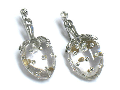 Crystal seed transparent lucite strawberry earring