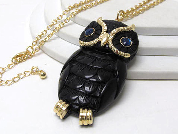 Crystal eyes and fashion  acryl body owl long chian necklace  