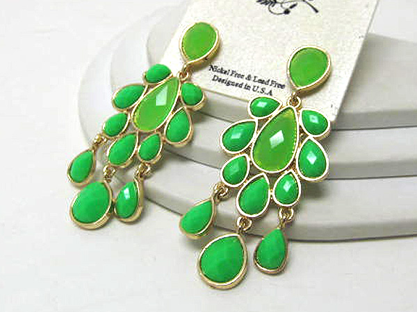 Crystal and acry colorful fashion tear drop layerd earrings