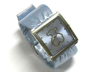 Designer inspired bear in face leather band watch