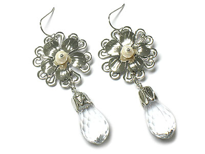 Rock crystal look facet lucite drop earring  - nude fashion trend