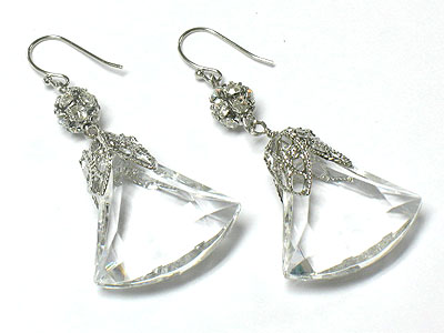 Rock crystal look facet lucite drop earring - crystal deco  - nude fashion trend