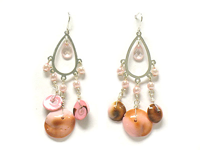 Natural shell disk drop earring