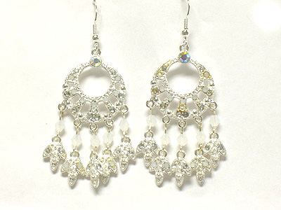 Crystal and acryl ball drop earring