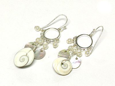 Natural shell disk drop earring