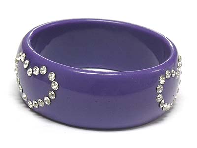 Crystal heart stud acryl bangle