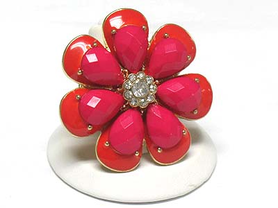 Crystal stud enamel flower stretch ring