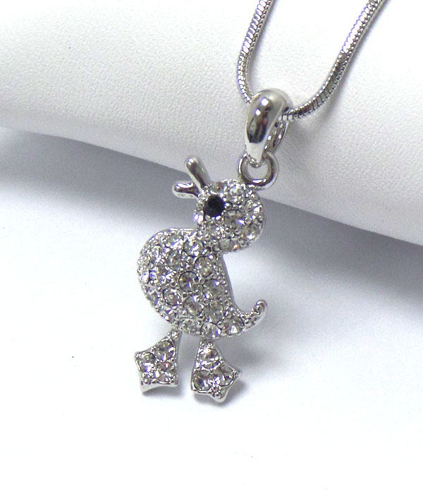 Made in korea whitegold plating crsytal duckling pendant necklace