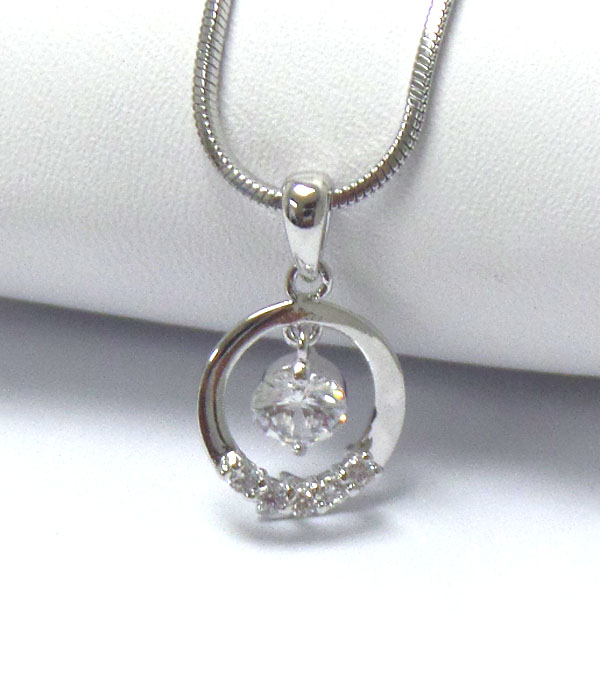 Made in korea whitegold plating crystal drop hoop pendant necklace