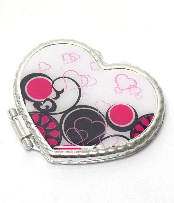 Multi heart print heart handmirror