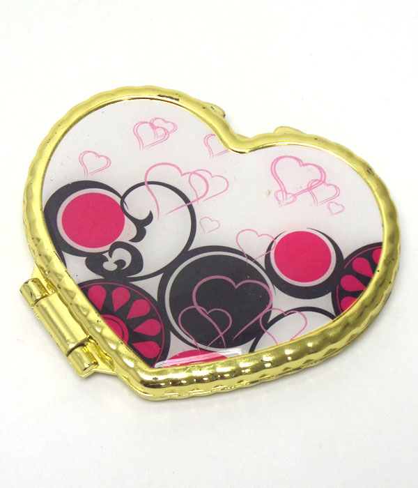 Multi heart print heart handmirror