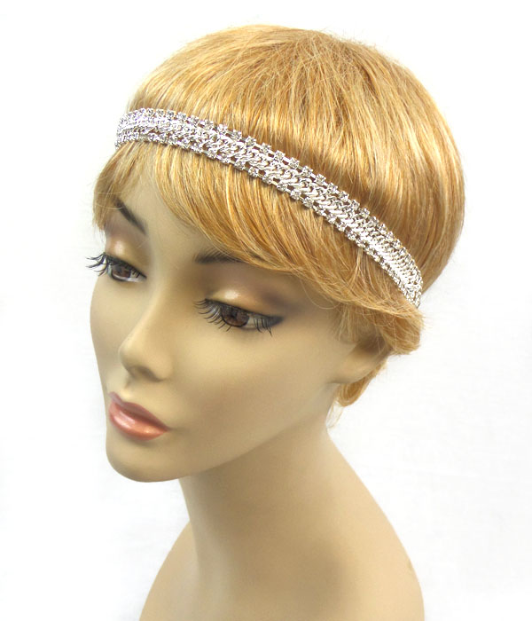 Rhinestone and chain stretch headband