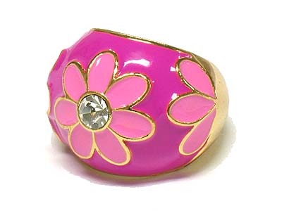 Spring tone crystal flower glamour ring