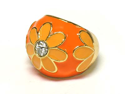 Spring tone crystal flower glamour ring