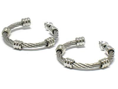 Metal twist single hoop earring  - hoops