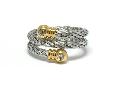 Crystal stud metal cable ring