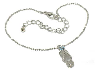 Crystal flip flop dangle anklet