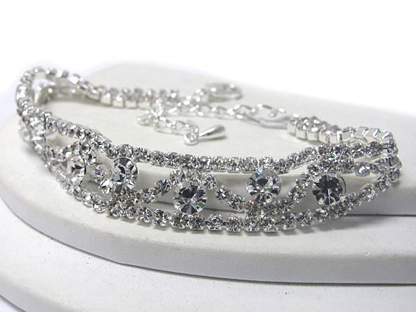 Crystal center and rhinestone bracelet