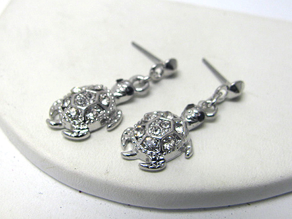 Crystal stud turtle earring