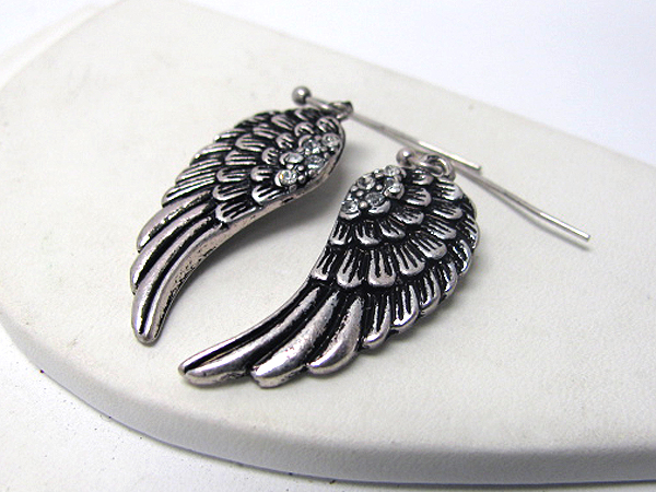 Crystal deco angel wing earrings