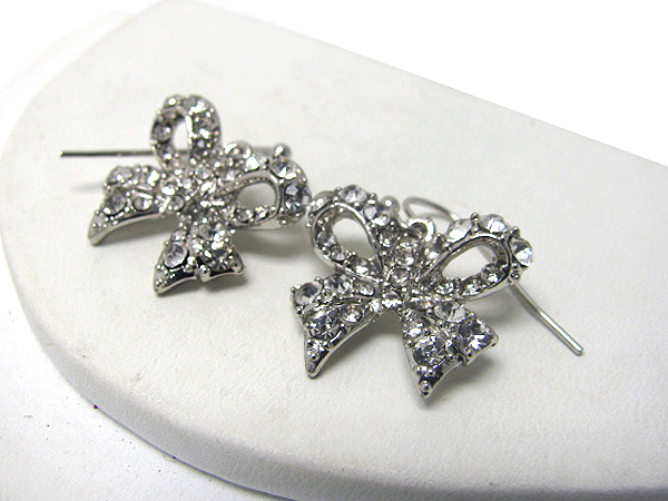 Crystal stud ribbon earring