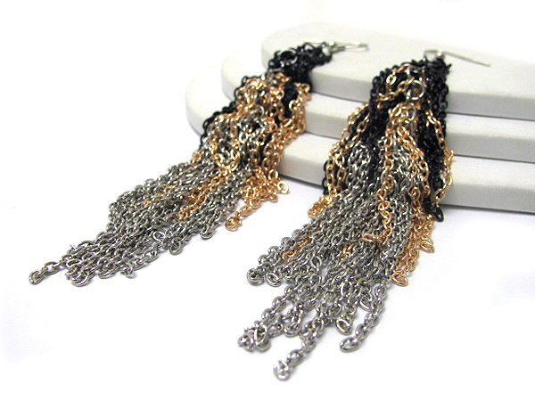 Multi metal chain drop earring