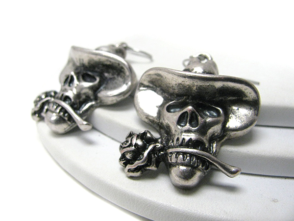 Skull rose and cowboy hat earring