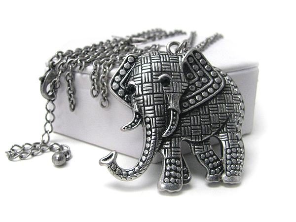 Crystal eyed large elephant long necklace earring set