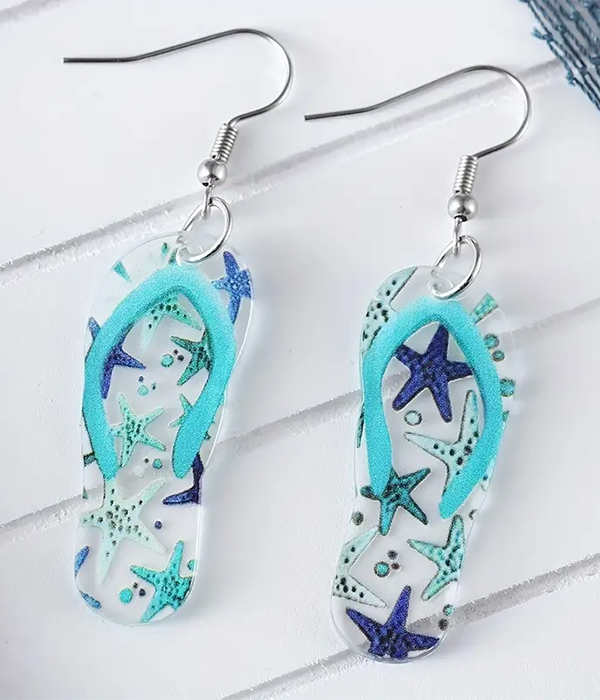 Sealife theme acrylic flipflop earring