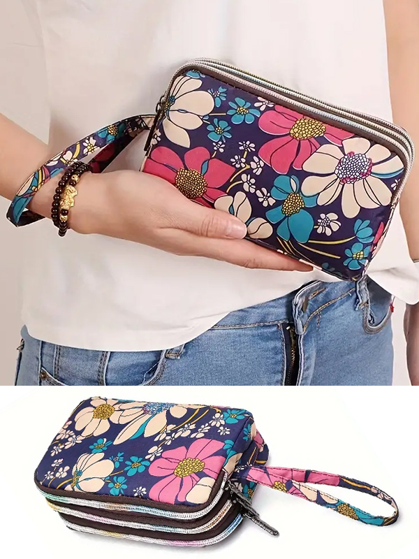 Floral pattern clutch bag - multi layer
