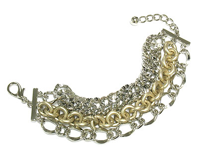 Multi metal chain link bracelet