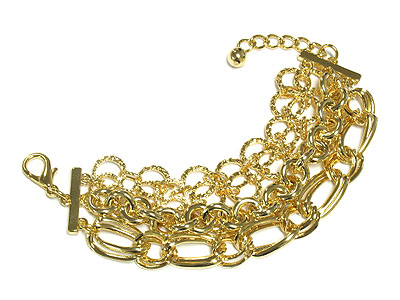 Multi metal chain link bracelet